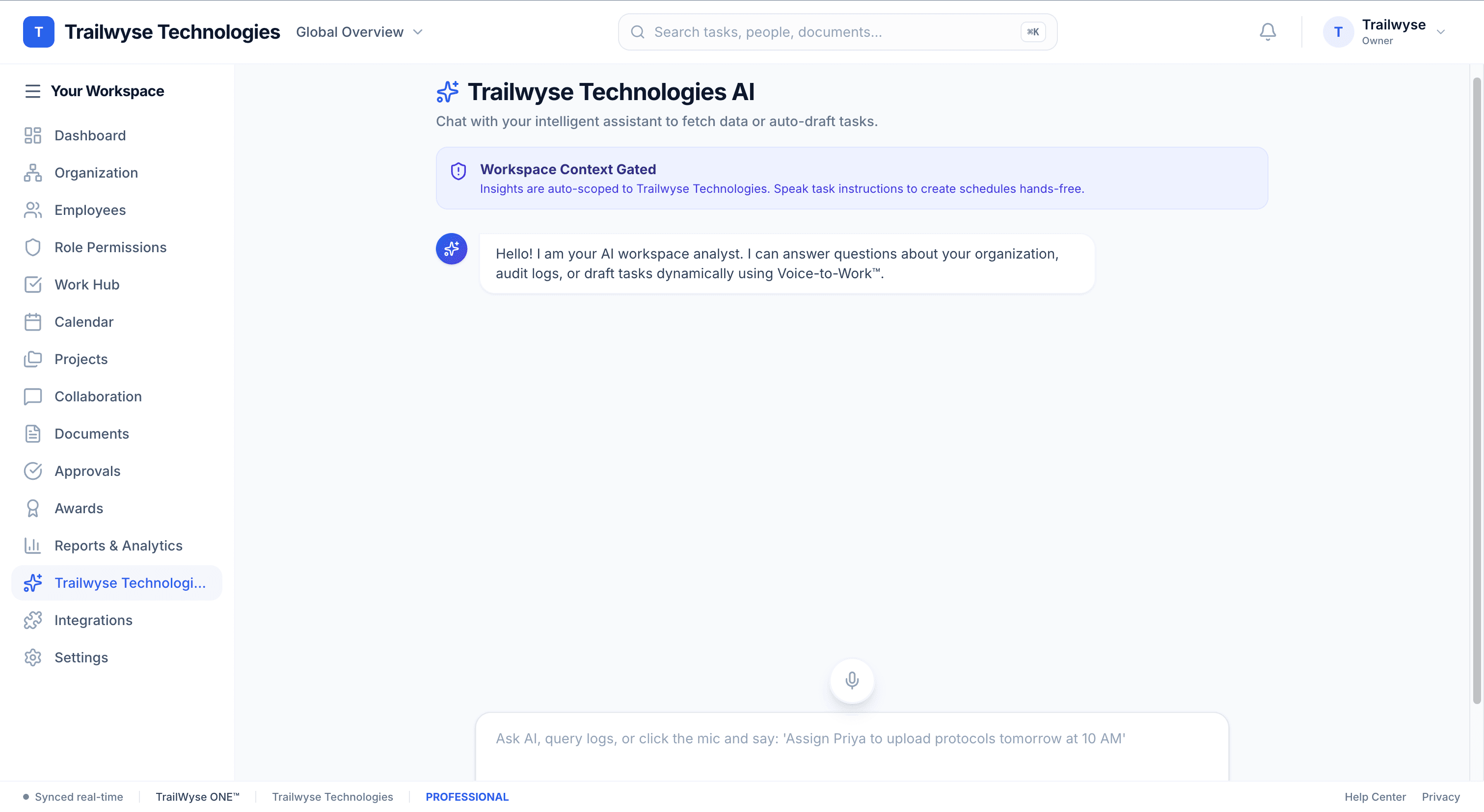 Business Operations Platform application navigation sidebar